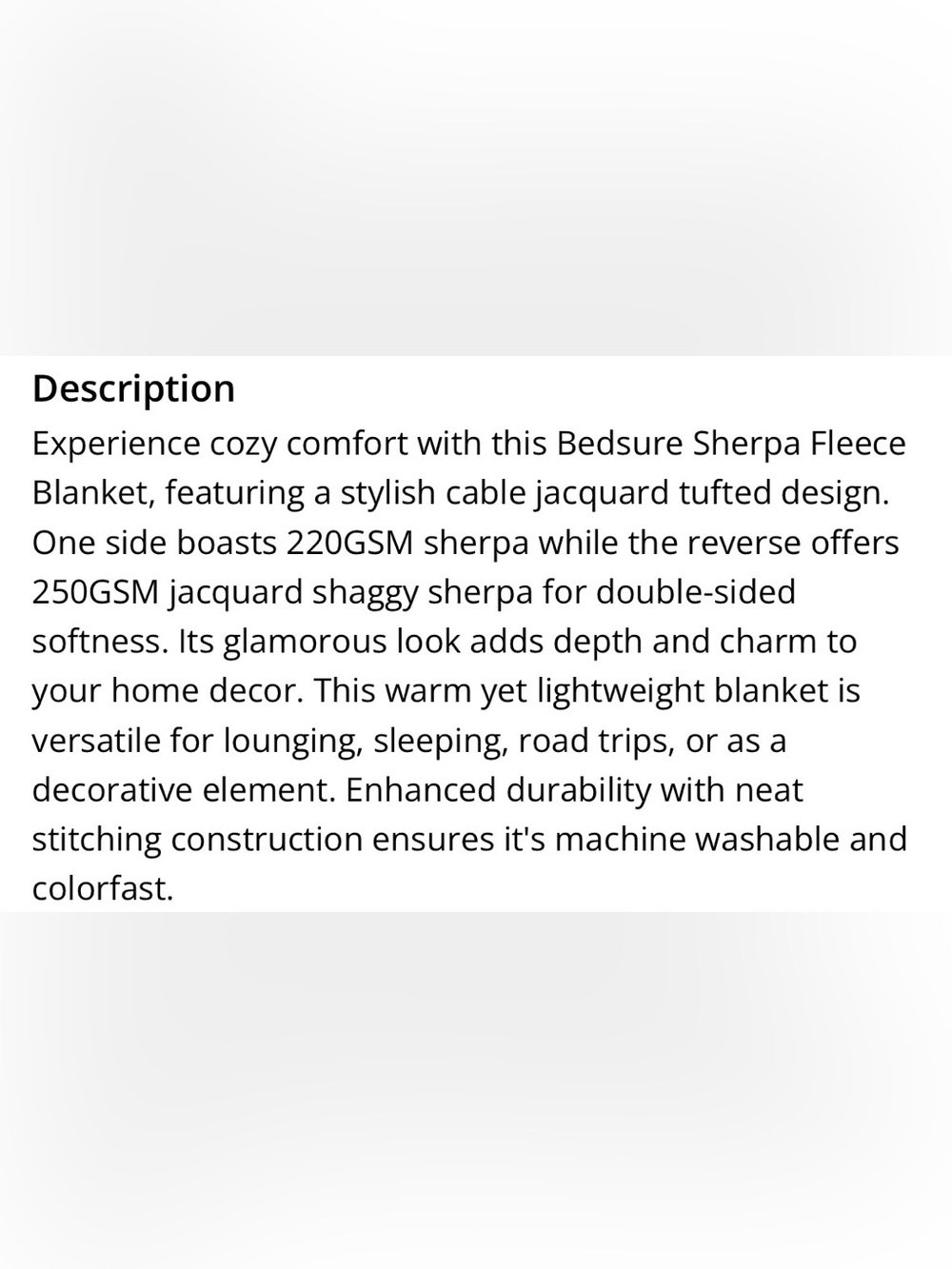 Cable Jacquard Shabby Sherpa Tufted Pattern Fleece Throw Blanket  - GRAY - Picture 4 of 7